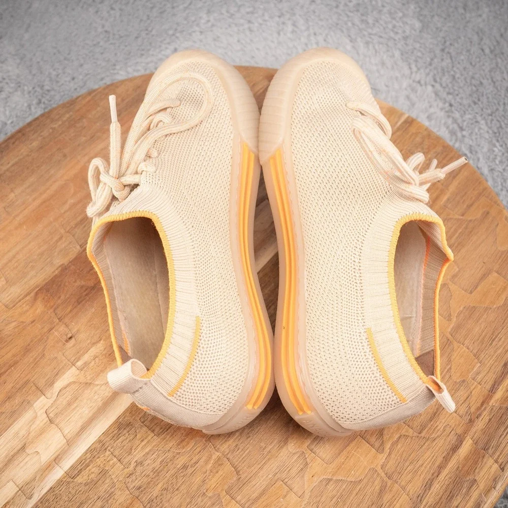 ANACAPRI Women Knit Slip On Sneakers Taupe Lace Up‎ Comfort Shoes 36 EUR 5.5 US